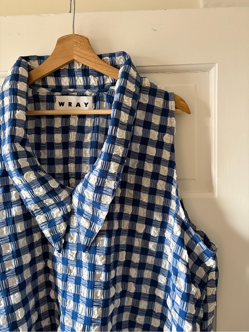 WRAY 3XL EUC Blue and White Gingham Sleeveless Dress - Picture 3 of 6